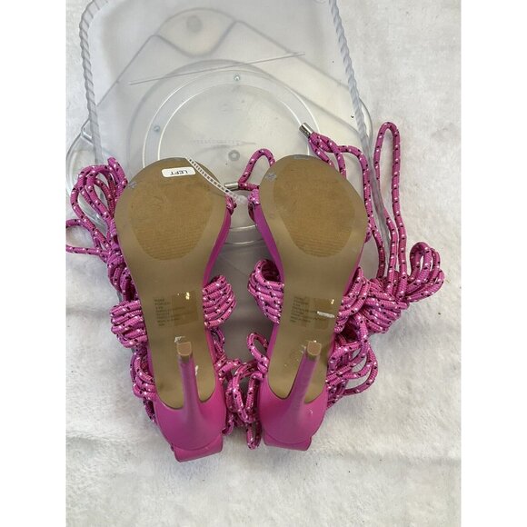 Steve Madden Fiore Ankle Rope Tie Sandal In Multi Pink Size 8.5 Stiletto Heels - Picture 5 of 9